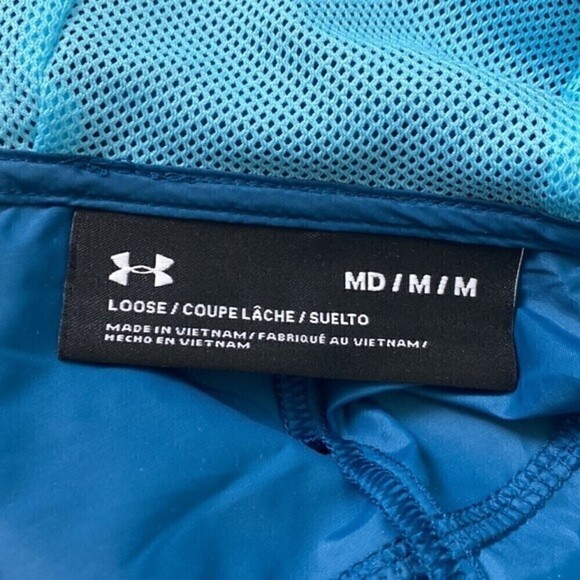 UA UNDER ARMOUR Teal Nylon Lightweight Windbreaker Jacket Loose Fit short medium - Picture 4 of 5